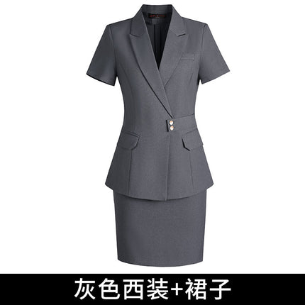 Short-sleeved professional suit suit women's summer high-end elegant hotel front desk manager work clothes beauty salon gold shop work clothes