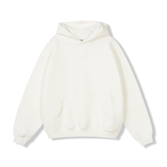 2026 Autumn and Winter 350g Fleece-Lined Trendy Brand Hooded Sweatshirt for Men, Solid Color, Loose Fit, Thickened Oversize Jacket, Cross-Border