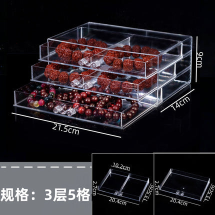 Jewelry Storage Box Large Capacity Multi-Layer Earrings Necklace Compartment Box Anti-Oxidation Drawer Acrylic Storage Box