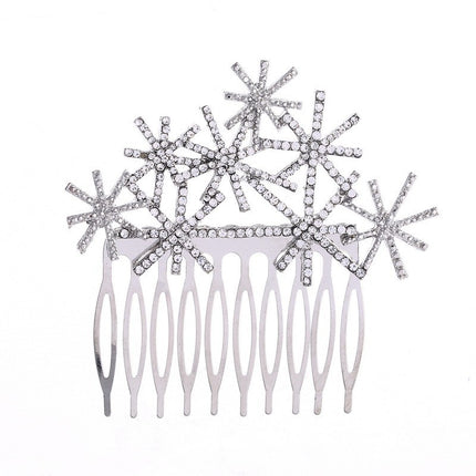Cross-Border European and American New Fashion Bridal Snowflake Hair Comb Insert Comb Hair Crystal Headdress Hair Accessories Hair Comb Jewelry Gift