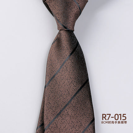 Korean-style British Business Dress Brown Green Suit Shirt Accessories All-match Retro Hand-Style 8cm Striped Tie for Men