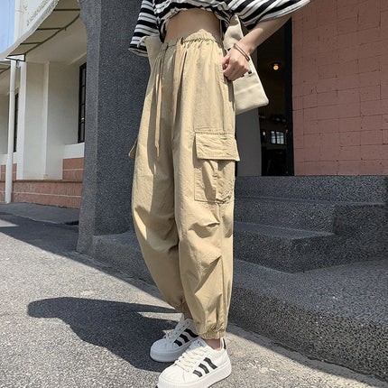 Black Cargo Pants for Women 2025 Spring Korean Style New Ins Nine-Point Leggings Harem Pants Loose Casual Long Pants