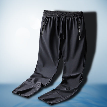 Summer Men's Plus Size Ice Silk Sports Pants Loose Quick-Drying Thin Air Conditioning Sports Trousers