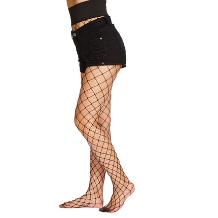Loose, Tight, Wide-Waisted Fishnet Pantyhose, Large Mesh Stockings, Quilted Pattern, Feminine Temptation, Cut Out Stockings, Pantyhose