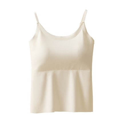 Ice Silk Traceless Bottoming Camisole Women's One-piece Chest Pad plus size Beauty Back Underwear Inner Wearing Vest
