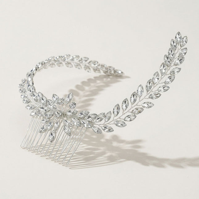 Cross-border European and American Bride Long Hair Comb Luxury Horse Eye Rhinestone Hand Comb Banquet Dress Wedding Dress Wedding Accessories Headwear