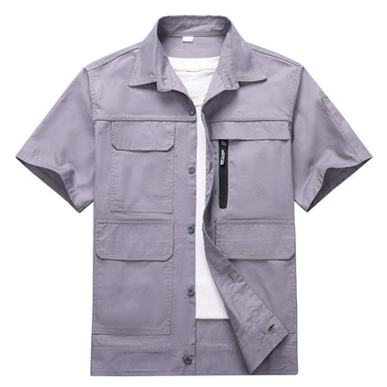 Summer Work Clothes Men's Thin Cotton Camouflage Short-sleeved Loose Construction Site Security Welding Clothes Workwear Labor Security Clothes Shirt