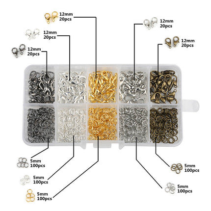 1 Set of 10-Grids Box Ear Hooks Single Ring 9-Pin Earplug Set Handmade DIY Jewelry Earrings Accessories Materials