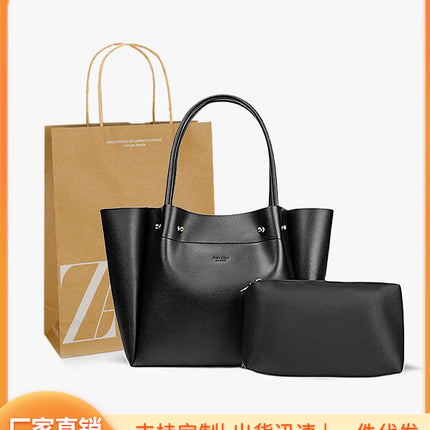 ZA MYLRF new large-capacity soft leather shopping bag women's shoulder portable commuter bucket tote bag a generation of hair