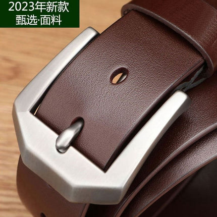 Vintage Belt Men's Genuine Leather Casual Business Simple Cowhide Belt Men's Young and Middle-aged Fashionable All-match Pin Buckle Belt