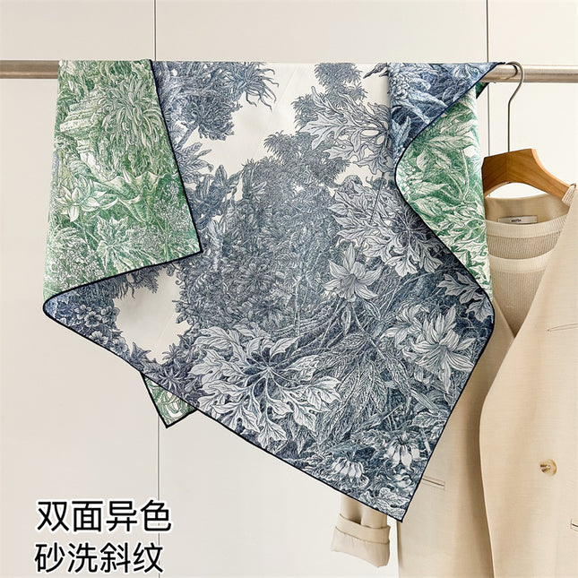 High-grade Double-sided Printed Silk Twill Large Square Square Spring and Summer New Entry Luxury Mulberry Silk Scarf Women's Shawl