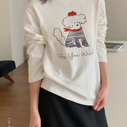 Clouds Puppy Milk Velvet T-Shirt Women's Autumn and Winter New Casual Long Sleeve Loose Bottoming Inner Wear Round Neck Top Ins