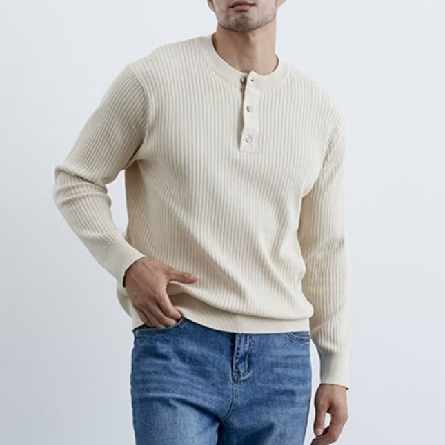 Autumn and Winter Henry Collar Knitwear Men's Round Neck Warm Winter Clothing Men's Design Door Tube Collar Versatile Casual Knitwear