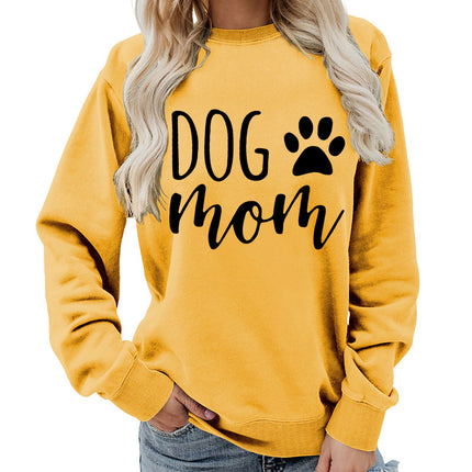 Dog mom printed round neck women's jacket vests foreign trade supply autumn and winter coat casual loose European code cross-border