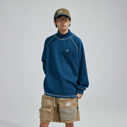 UNDREST 2024 autumn new high collar bright line cup pocket sweater URWY35