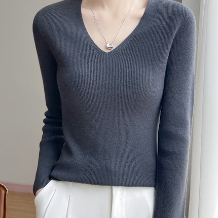 High-End Seamless V Neck Knitwear, First-Line Garment Technology Without Side Seams, Slimming Look Layering Artifact, Direct Supply from the Manufacturer