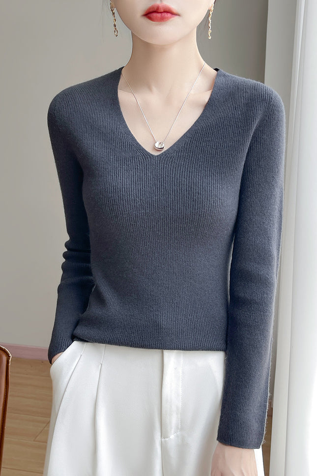 High-End Seamless V Neck Knitwear, First-Line Garment Technology Without Side Seams, Slimming Look Layering Artifact, Direct Supply from the Manufacturer