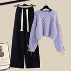 Purple sweater + black casual pants [two-piece set] / M [recommended 40-50kg ]