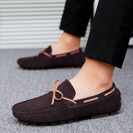 Foreign Trade Hot-Selling Summer New Products Lazy Soft-Soled Slip-On Beanie Shoes Men's Suede Leather Driving Casual Shoes