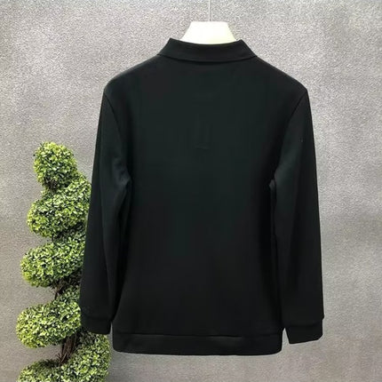White Long-sleeved Polo Shirt Men's Fashion Brand European 2023 New Autumn Jacket Men's Casual Led Long-sleeved T-shirt