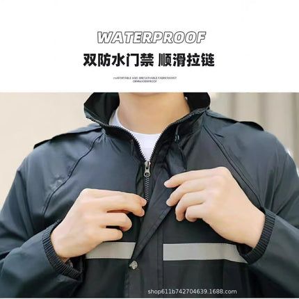 Enlarged Long Reflective Raincoat Men's Labor Protection Coat Poncho Outdoor Safety Duty Hiking Printable logo Wholesale