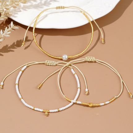 2025 European and American Cross-Border New Personalized 4-Piece Set of Pearl Chain Bracelets That Can Be Stacked with Paper Clip Chain Accessible Luxury Hand Accessories