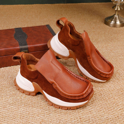 Sports Shoes for Women 2025 Autum New Women's Shoes Accessible Luxury High-End First-Layer Cowhide Slip-On Casual Shoes