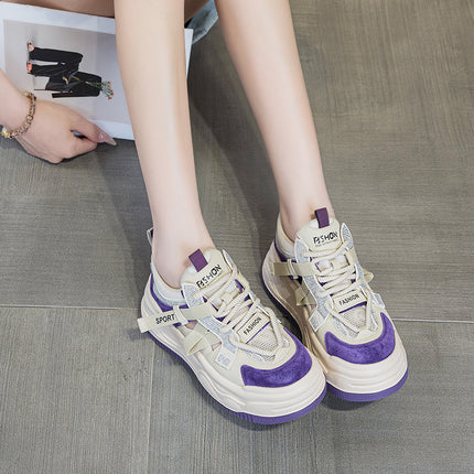 Hollow Mesh Panel Sneakers 2026 Summer New Trendy Hot-Selling Thick-Soled Height-Increasing Breathable Rhinestone Casual Sports Shoes for Women