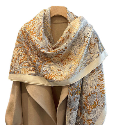 Spring and autumn texture silk wool scarf women's autumn and winter silk wool large square scarf warm shawl dual-purpose women's all-match temperament