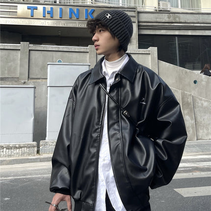 Men's Leather Jacket Autumn and Winter American Style Trendy Streetwear Stylish Jacket with Unique Design for Couples Biker Jacket