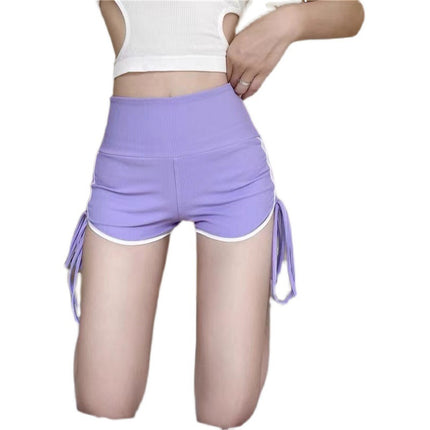 New Summer Quick-Drying Side Drawstring Sexy Hot Pants for Dancing, Fitness and Running, Breathable Three-Point Yoga Shorts for Women