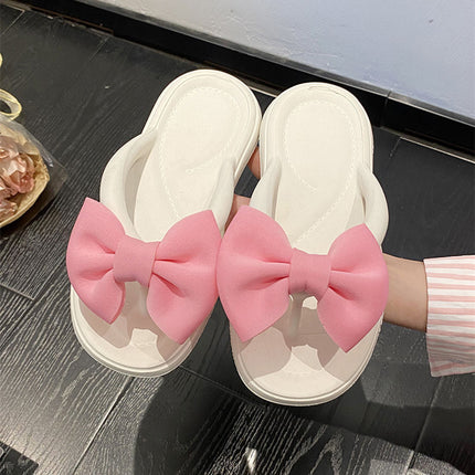 Slippers Eva Deodorant Thick Bottom Slippers Dung Feeling Soft Slippers Home Beach Bow Flip Flops in stock Wholesale