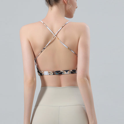 Foreign Trade Color Yoga Clothing suit Sports Bra Underwear Women's Gather Sexual Beauty Vest Cross Sling Fitness Pants