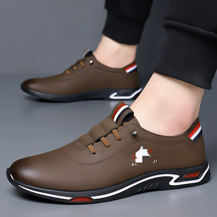 Men's All-match Casual Leather Shoes with Soft Bottom and Soft Face Breathable Slip-on 2595