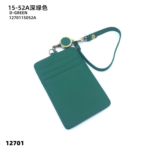Fashion Genuine Leather Hangtag One-sided ID badge Wrist Wear Drawable Waist Card Bag Japanese and Korean Work Card Set