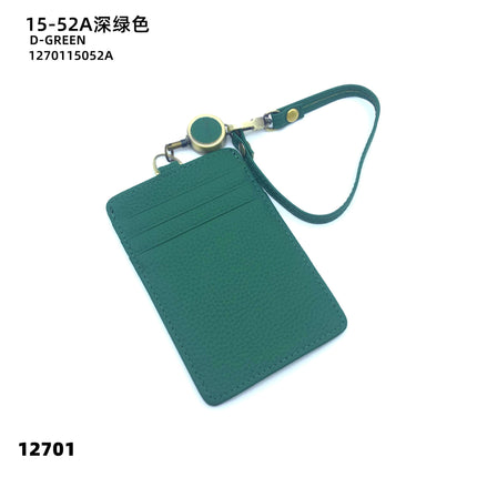 Fashion Genuine Leather Hangtag One-sided ID badge Wrist Wear Drawable Waist Card Bag Japanese and Korean Work Card Set