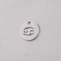 Mirror Stainless Steel 12 Zodiac Sign Round Pendant DIY Jewelry Accessories Gold Coin Titanium Steel Necklace Jewelry