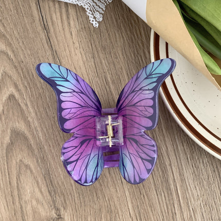 YHJ Hair Accessories New High-end Sense Simulation Butterfly Grab Clip Disc Hair Printing Hairpin Back Head Shark Clip Hair Grab