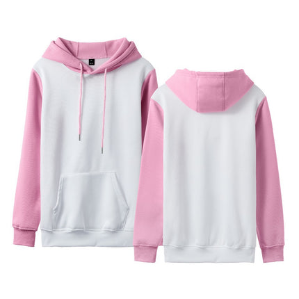 Pure Color white stitching loose casual fashion men and women fleece-lined cross-border hoodie factory direct in stock wholesale
