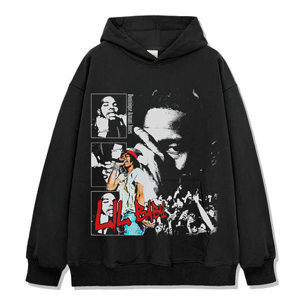 Cross-Border American Retro Hip-Hop Lil Baby Lil Baby Printed Short-Sleeved T-Shirt Heavy Round Neck Hooded Sweatshirt