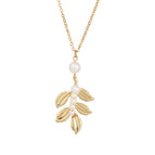 Xl004 pearl leaf necklace
