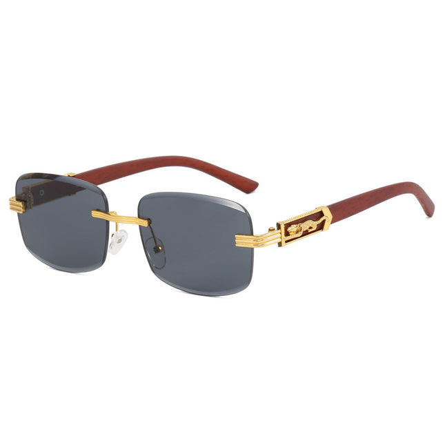 New Retro Cut-edge Rimless Men's Glasses Square Cross-border Women's Fashion Wear Street Photoshoot Sunglasses 8038