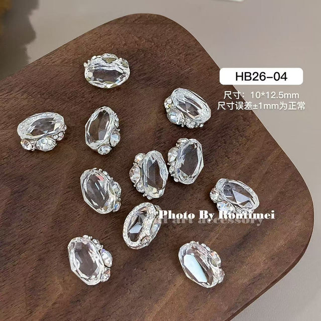 New Nail Art Accessories with Transparent Base and Stacked Diamonds, High-End Easy-To-Burst Style, Versatile Pigeon Egg Nail Accessories, Finished Diamonds