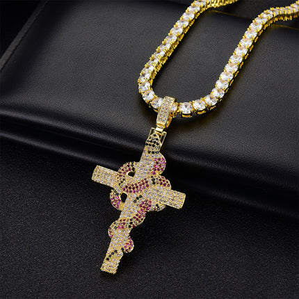 European and American Hip Hop Color Viper Cross Pendant for Men and Women Street Fashion Jewelry Necklace Yiwu Source Factory