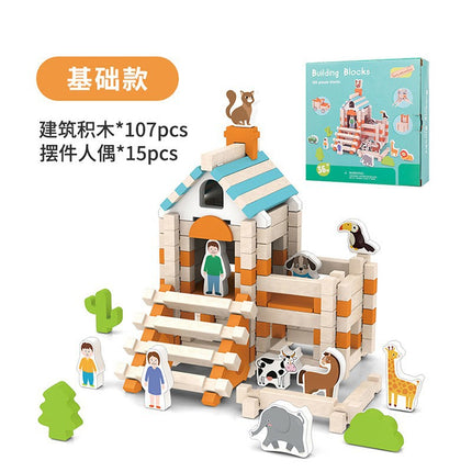 Luban mortise and tenon building blocks children's handmade diy gift Chinese architecture wooden structure hut educational toys