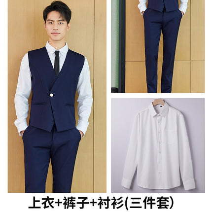 Spring high-speed rail clothing hotel front desk business wear men's vest suit temperament beauty salon autumn technician overalls