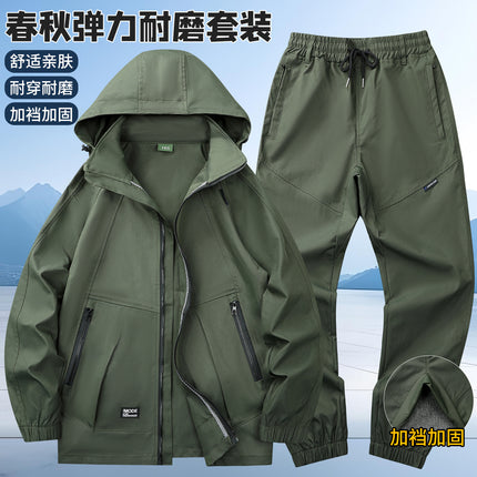 Autumn and Winter fleece-lined Waterproof Charge Clothes suit Soft Shell Mountaineering Warm Mountaineering Clothes Outdoor Labor Protection Dirty Resistant Work Clothes