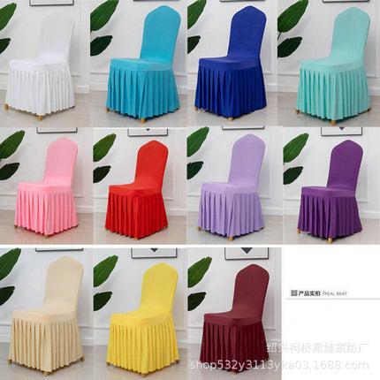 Chair Cover Thickened Stretch Pleated Skirt Dining Chair Cover Hotel Wedding Banquet Event Stool Cover Hotel Cloth