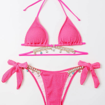 Bikini Special Fabric Fashionable Swimsuit Women's Suit Sexy Multi-Color Lace Bow Beach Swimwear