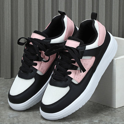 Korean Style Trendy Four-Season Thick-Soled Skateboard Shoes, Mesh Breathable Casual Shoes, Lace-Up Fashionable Women's Shoes, Outdoor Couple Trendy Shoes